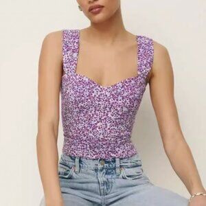 NWOT  Reformation Hester Top Sz4 Violette Purple Floral